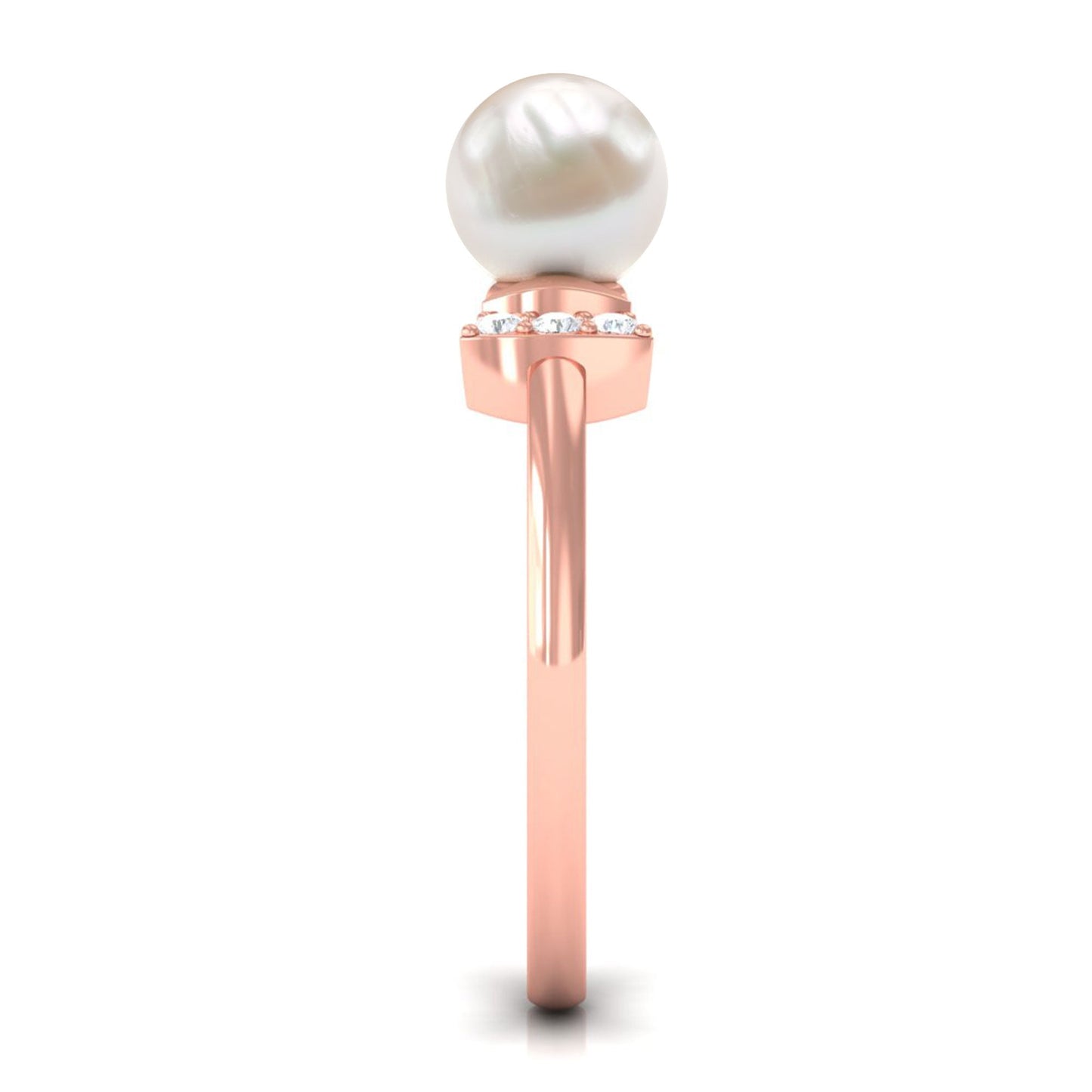 Natural 2 Carat Freshwater Pearl Diamond Engagement Ring with Bow