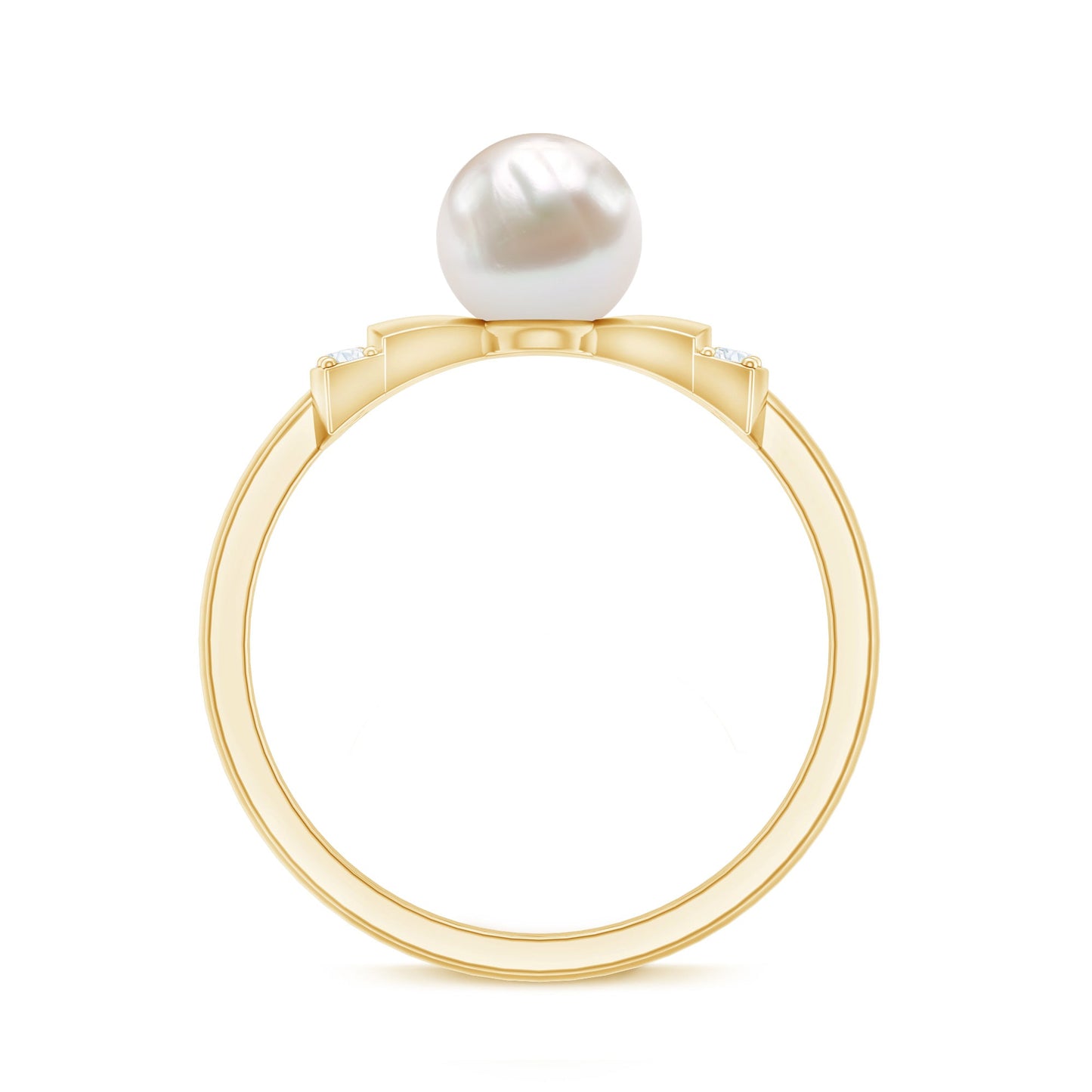 Natural 2 Carat Freshwater Pearl Diamond Engagement Ring with Bow
