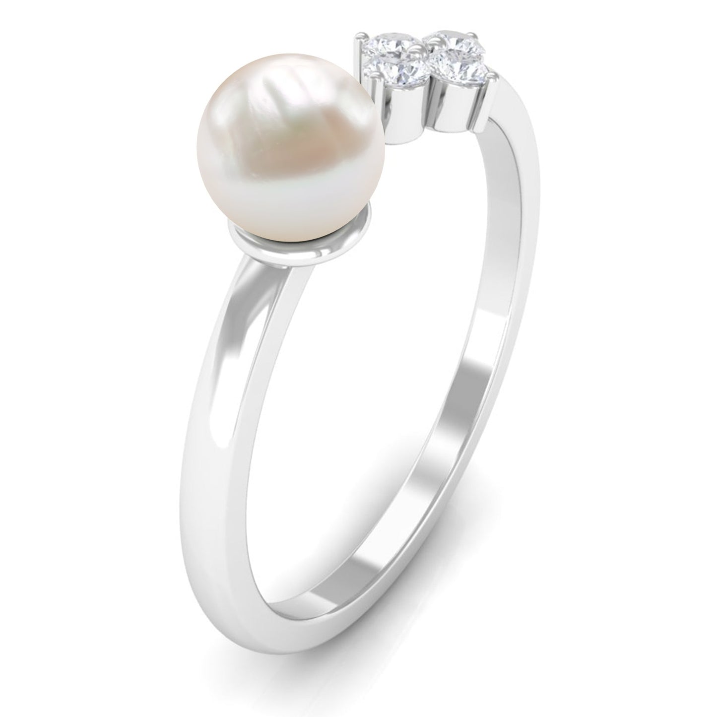 Cultured 2 Carat Freshwater Pearl Promise Ring with Diamond