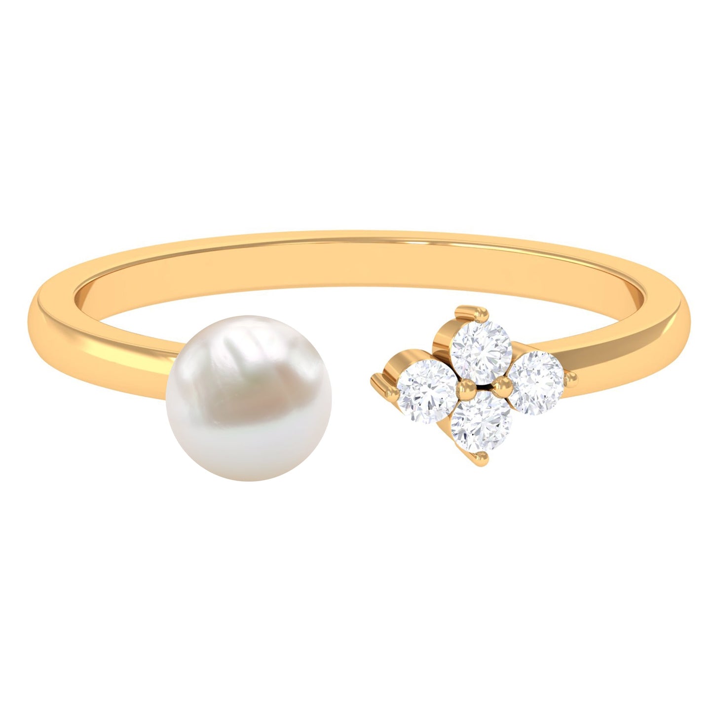 Cultured 2 Carat Freshwater Pearl Promise Ring with Diamond