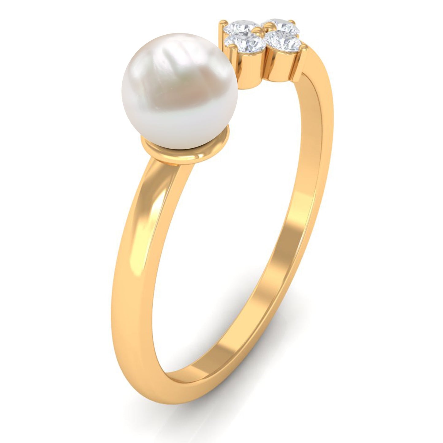 Cultured 2 Carat Freshwater Pearl Promise Ring with Diamond