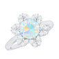 2 Carat Round Shape Ethiopian Opal Floral Engagement Ring with Diamond