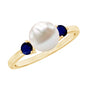 Cultured Freshwater Pearl Engagement Ring with Blue Sapphire