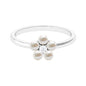 Cultured Freshwater Pearl Flower Promise Ring with Lab Diamond