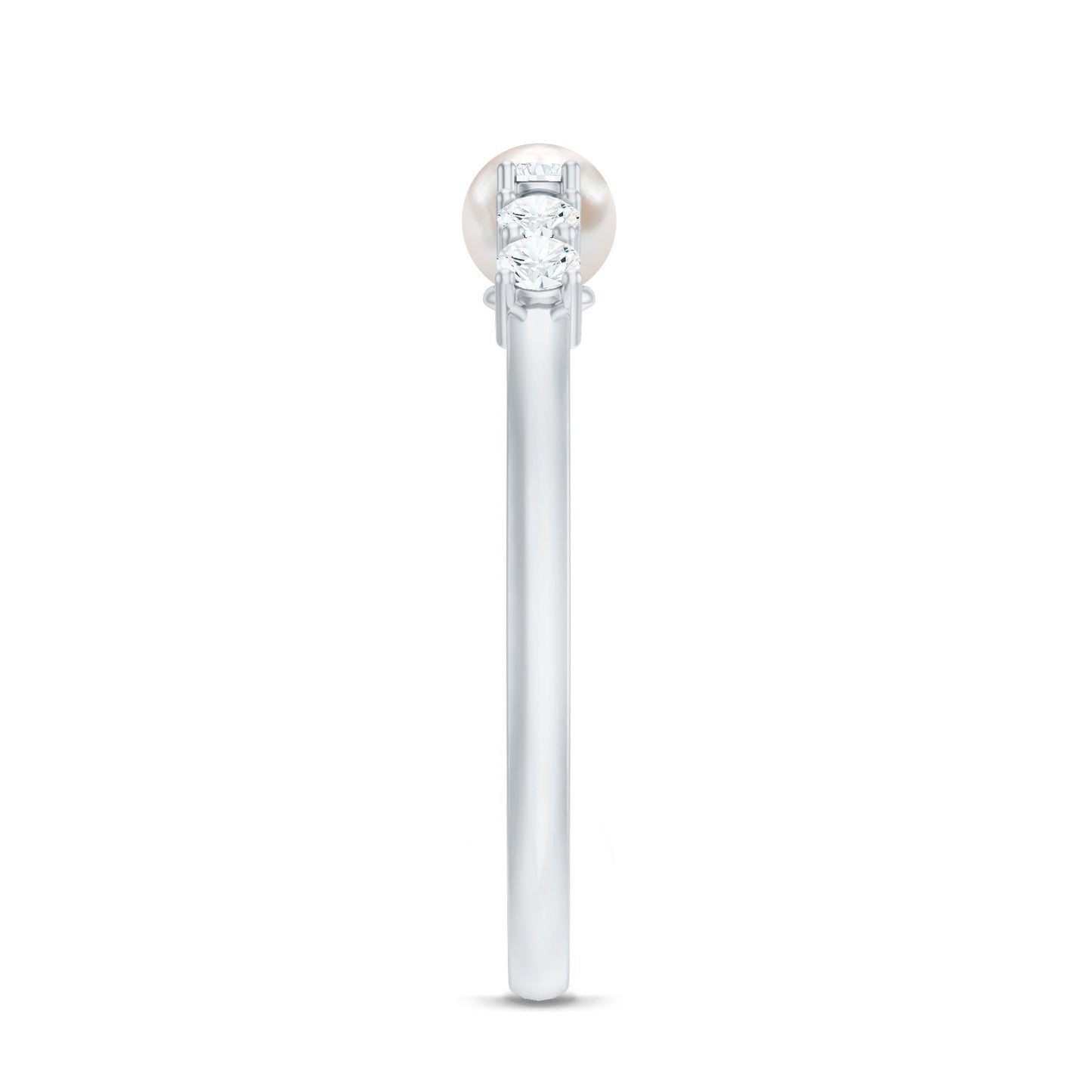 Natural 2 Carat Freshwater Pearl Promise Ring with Diamond