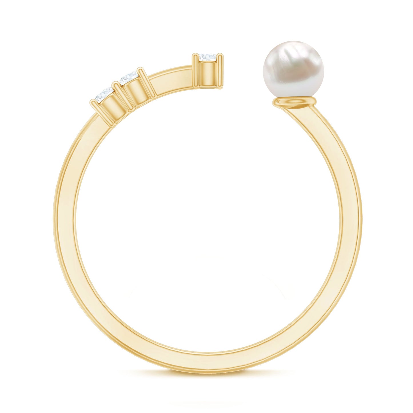Natural 2 Carat Freshwater Pearl Promise Ring with Diamond