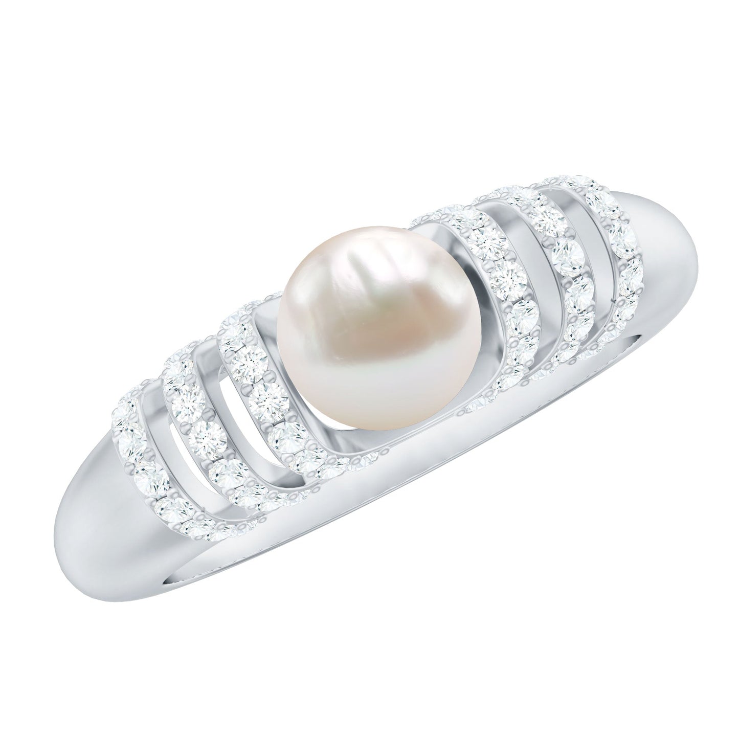 2.2 Carat Freshwater Pearl Diamond Engagement Ring for Women