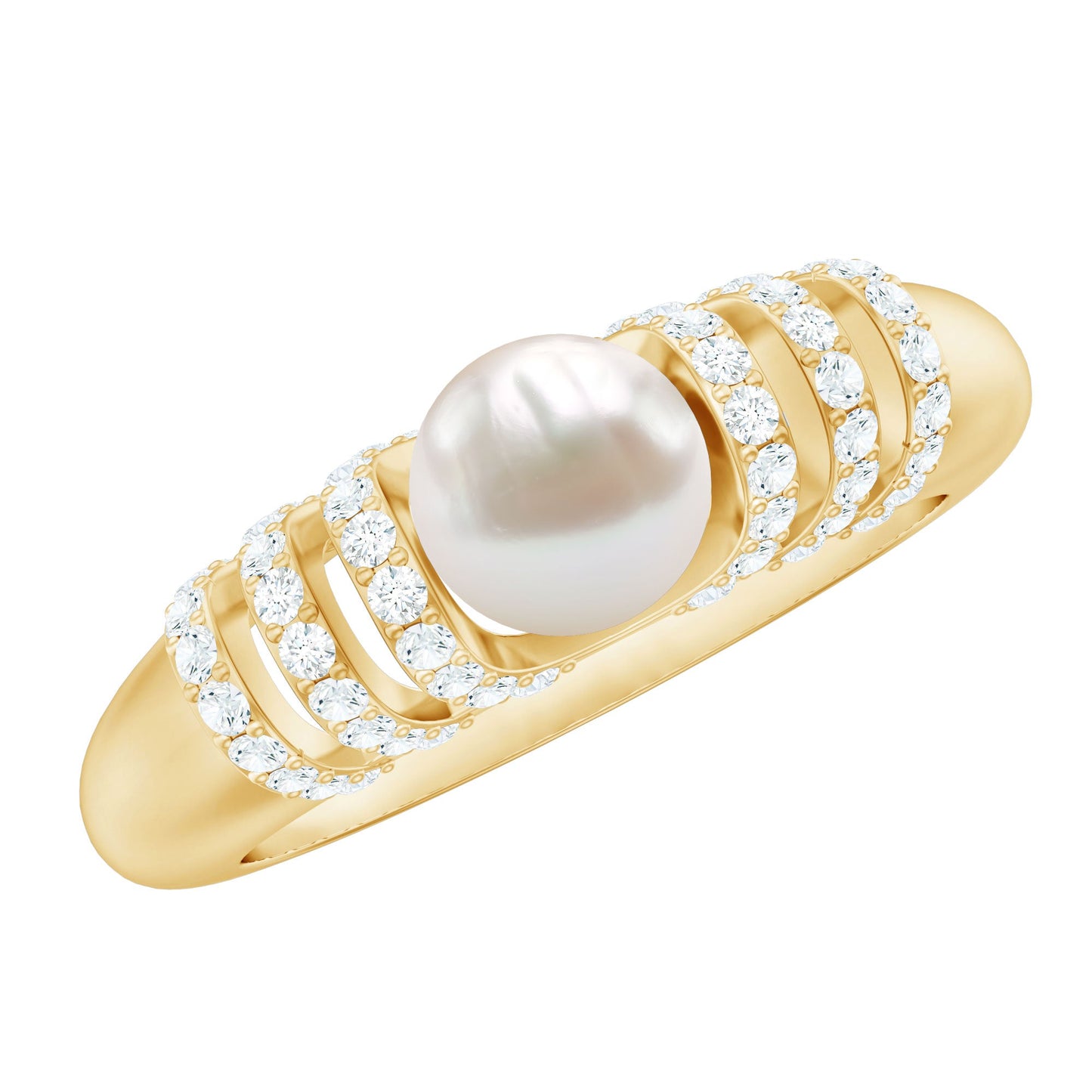 2.2 Carat Freshwater Pearl Diamond Engagement Ring for Women