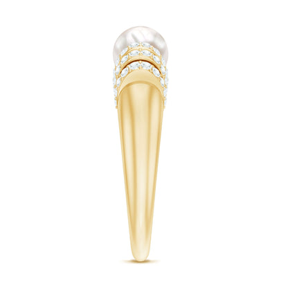 2.2 Carat Freshwater Pearl Diamond Engagement Ring for Women