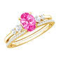 1.5 Carat Oval Cut Solitaire Created Pink Sapphire Ring Set with Diamond