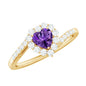 Real 0.9 Carat Amethyst Heart Engagement Ring with Diamond Halo