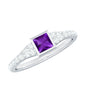 1.2 Carat Bezel Set Amethyst Solitaire Promise Ring with Diamond