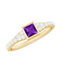 1.2 Carat Bezel Set Amethyst Solitaire Promise Ring with Diamond