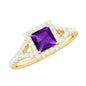 1.2 Carat Amethyst Princess Cut Engagement Ring with Moissanite Split Shank