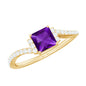 Real 1.2 Carat Amethyst Princess Cut Engagement Ring with Diamond Bypass Shank