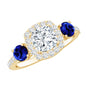 Certified 1.7 Carat Cushion Cut Lab Grown Diamond Engagement Ring with Blue Sapphire