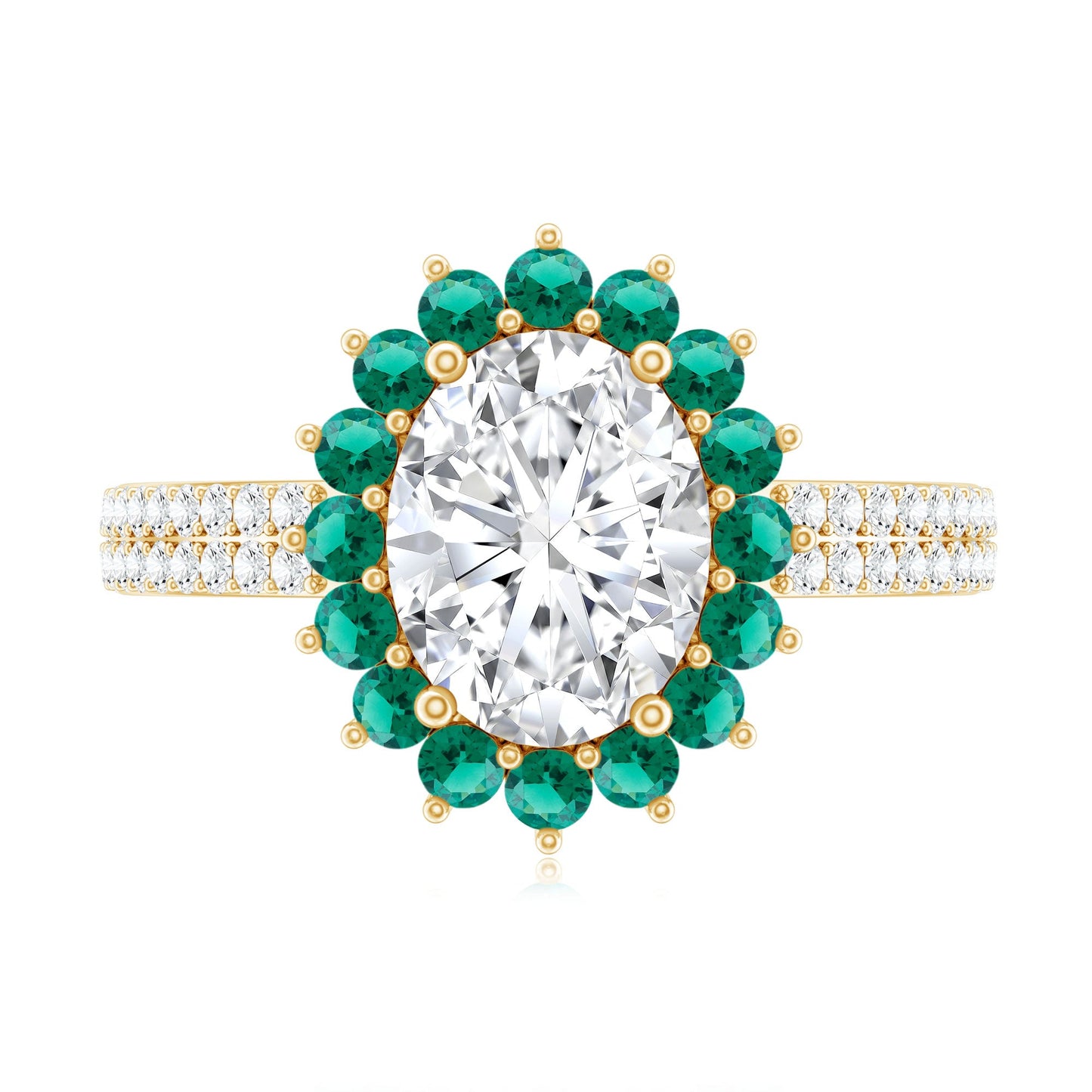 Certified 2 Carat Lab Grown Diamond Engagement Ring with Emerald Halo
