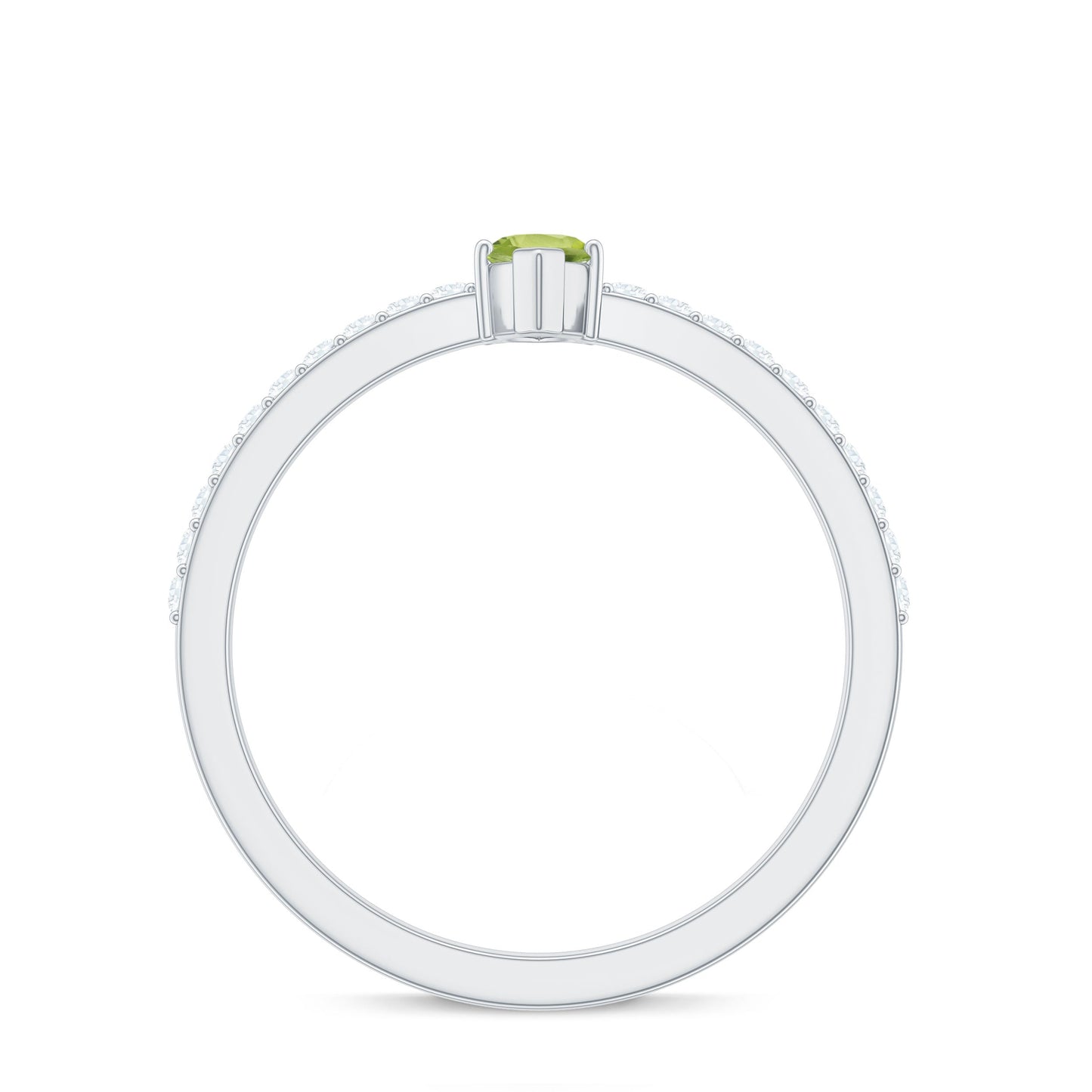 Genuine 0.7 Carat Marquise Peridot Promise Ring with Diamond