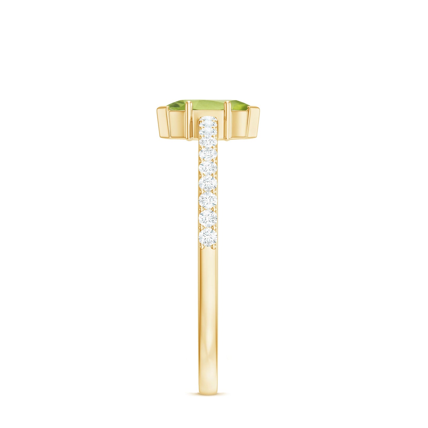 Genuine 0.7 Carat Marquise Peridot Promise Ring with Diamond