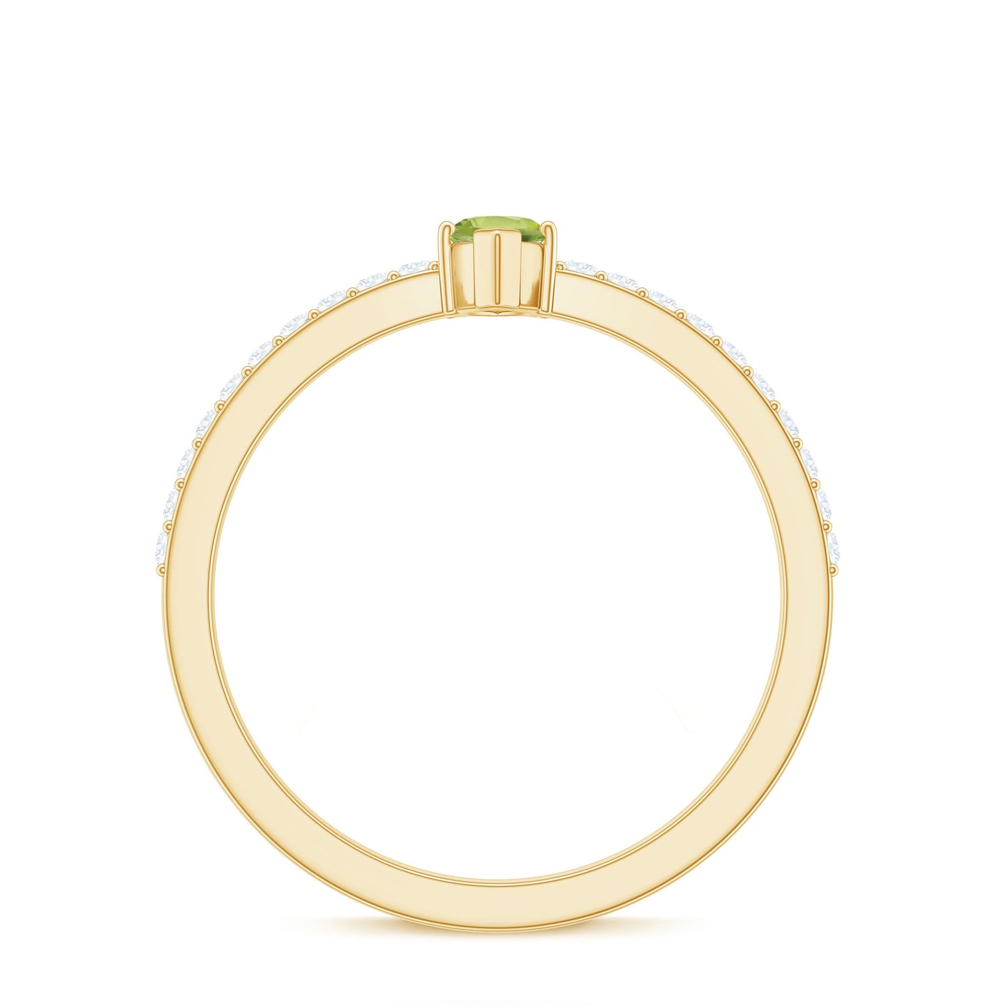 Genuine 0.7 Carat Marquise Peridot Promise Ring with Diamond