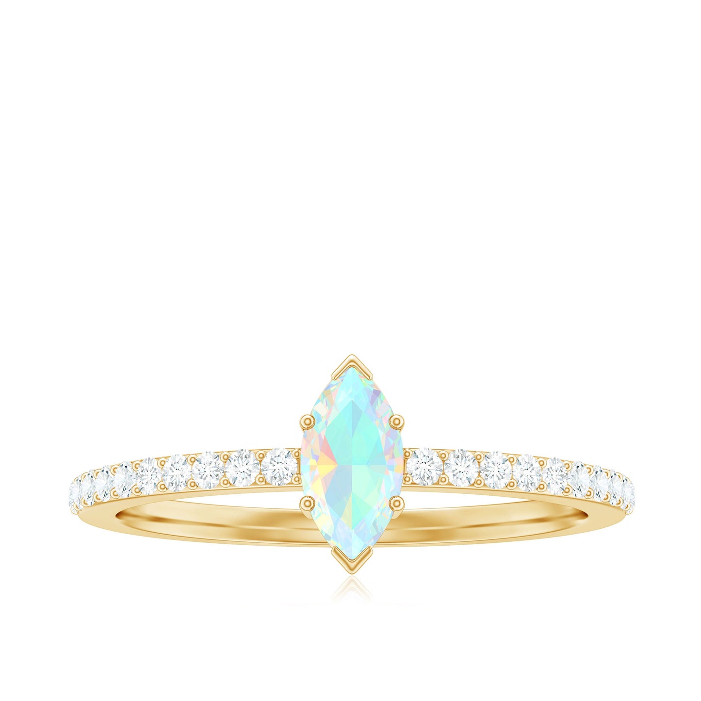 Certified Real Marquise Ethiopian Opal Promise Ring with Diamond
