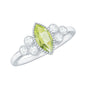 Natural 0.7 Carat Marquise Shape Peridot Engagement Ring with Diamond
