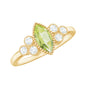 Natural 0.7 Carat Marquise Shape Peridot Engagement Ring with Diamond