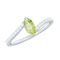 Real 0.7 Carat Peridot Marquise Promise Ring with Diamond Bypass Shank