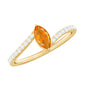 Bypass Engagement Ring with 0.3 Carat Fire Opal and Diamond