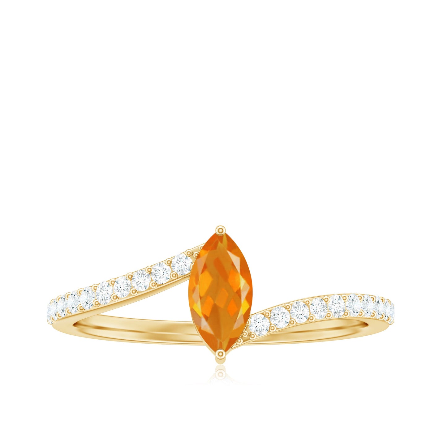 Bypass Engagement Ring with 0.3 Carat Fire Opal and Diamond