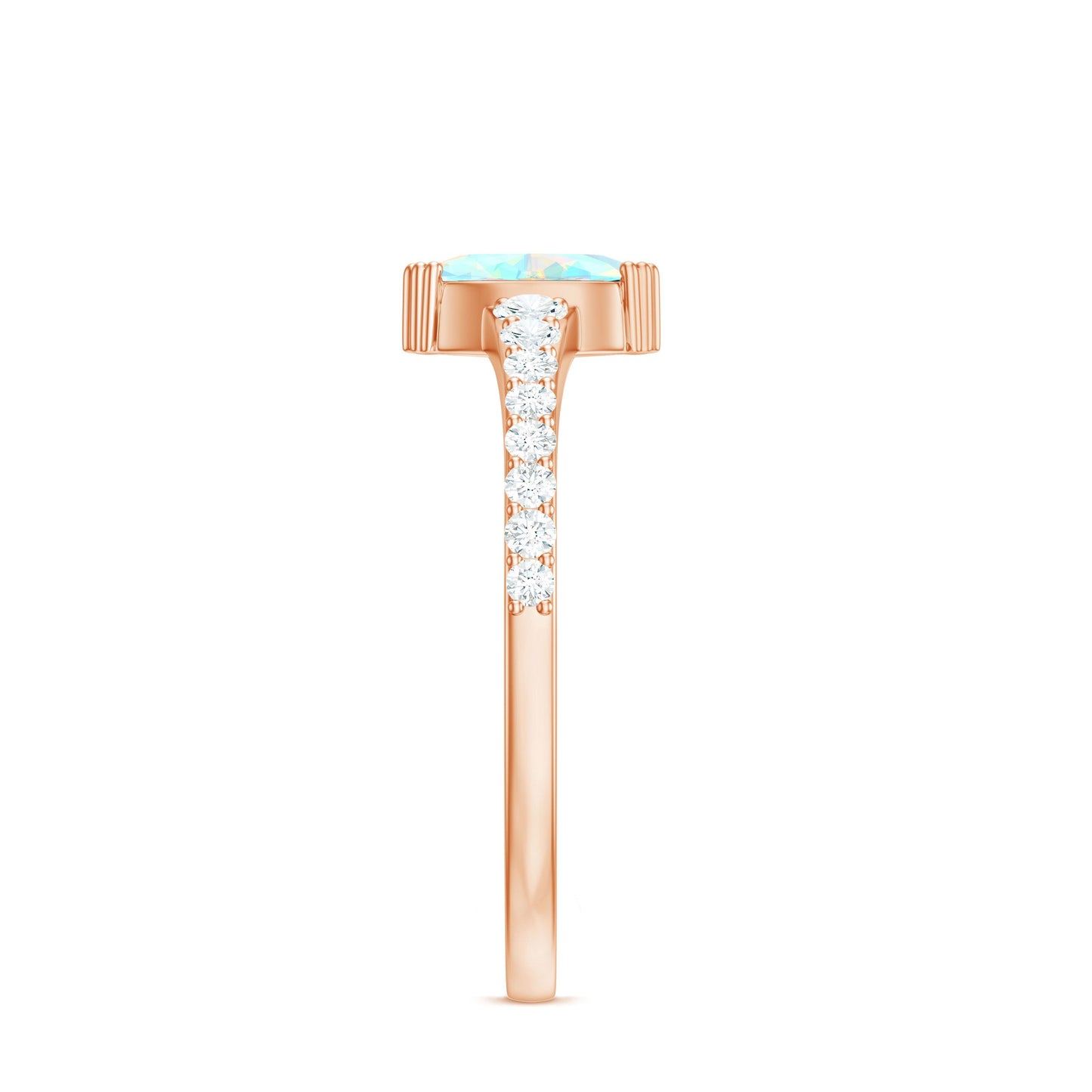 Certified Marquise Opalescent Promise Ring with Real Diamond