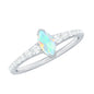 Certified Marquise Opalescent Promise Ring with Real Diamond