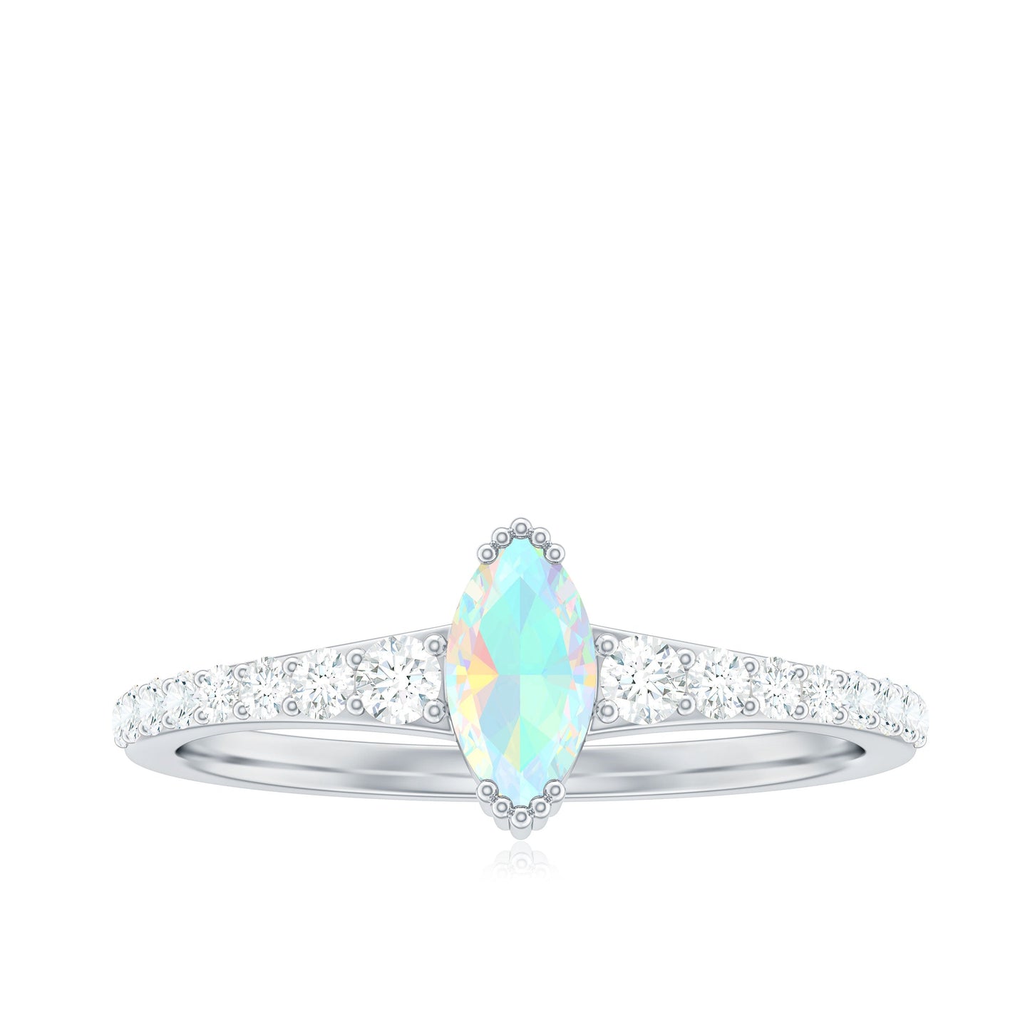 Certified Marquise Opalescent Promise Ring with Real Diamond