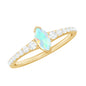 Certified Marquise Opalescent Promise Ring with Real Diamond