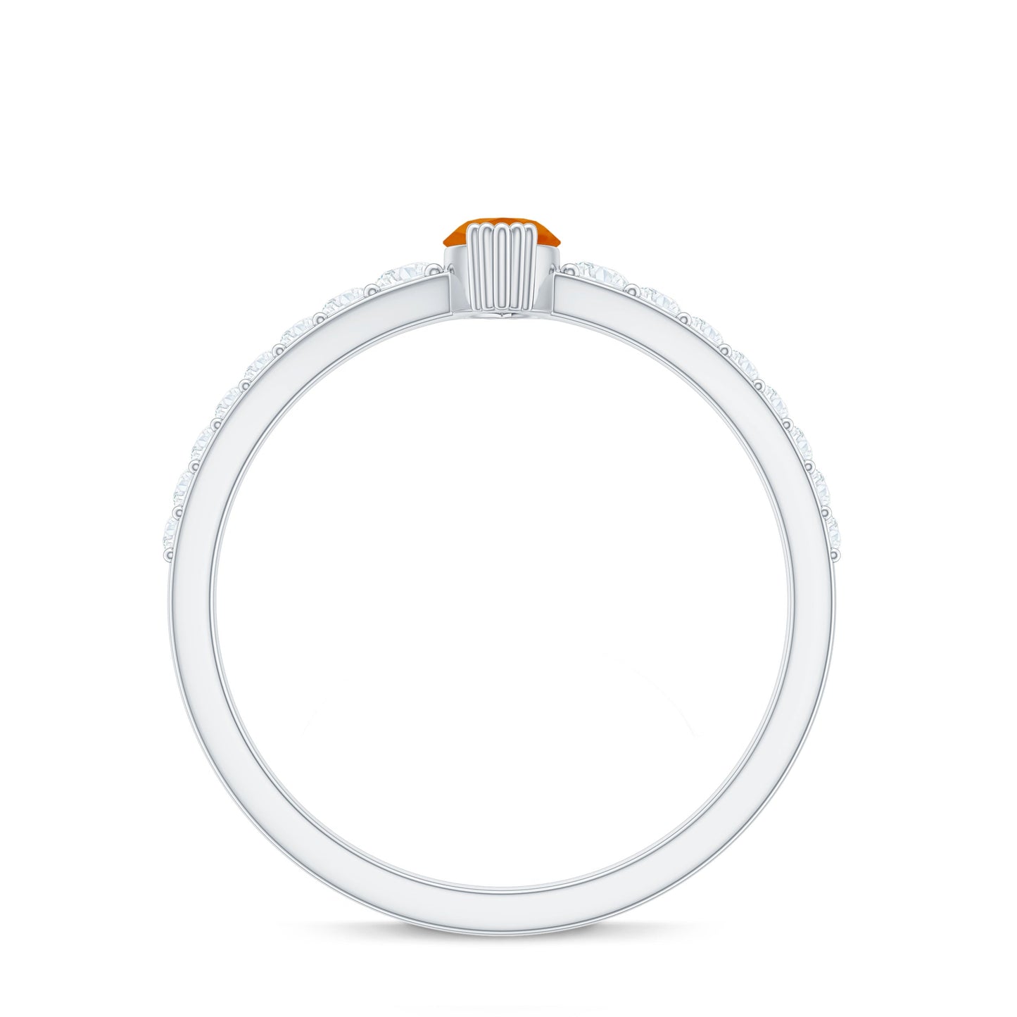 0.3 Carat Marquise Fire Opal Engagement Ring with Diamond