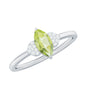 Natural 0.7 Carat Marquise Peridot Promise Ring with Diamond