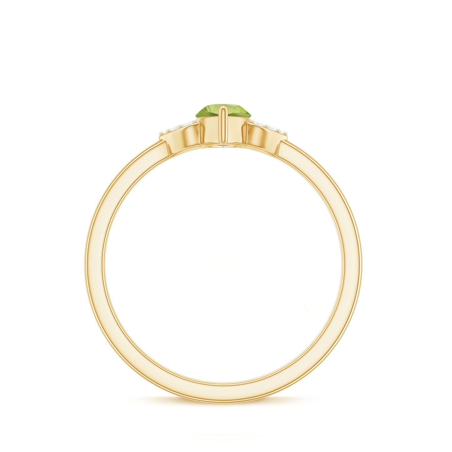 Natural 0.7 Carat Marquise Peridot Promise Ring with Diamond