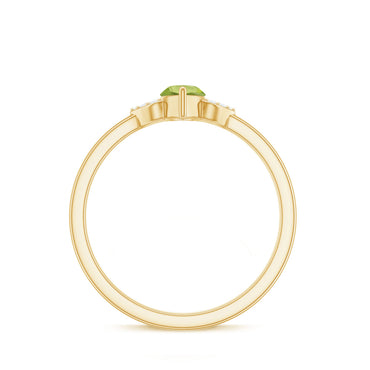Natural 0.7 Carat Marquise Peridot Promise Ring with Diamond