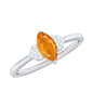 Marquise Solitaire Fire Opal Engagement Ring with Diamond