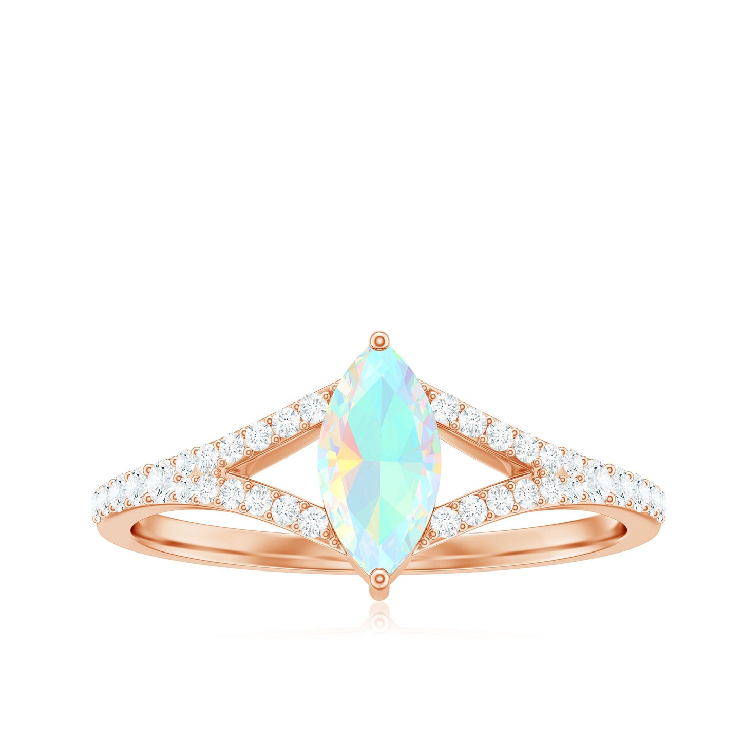 Natural Opal Marquise Engagement Ring with Diamond Split Shank