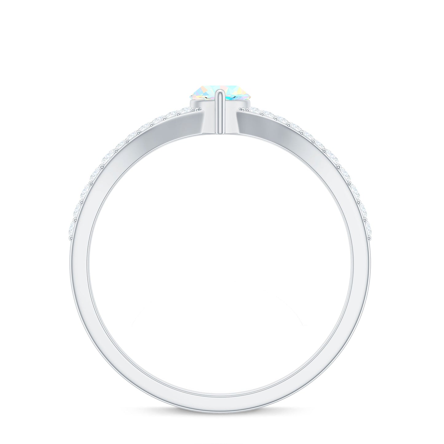 Natural Opal Marquise Engagement Ring with Diamond Split Shank