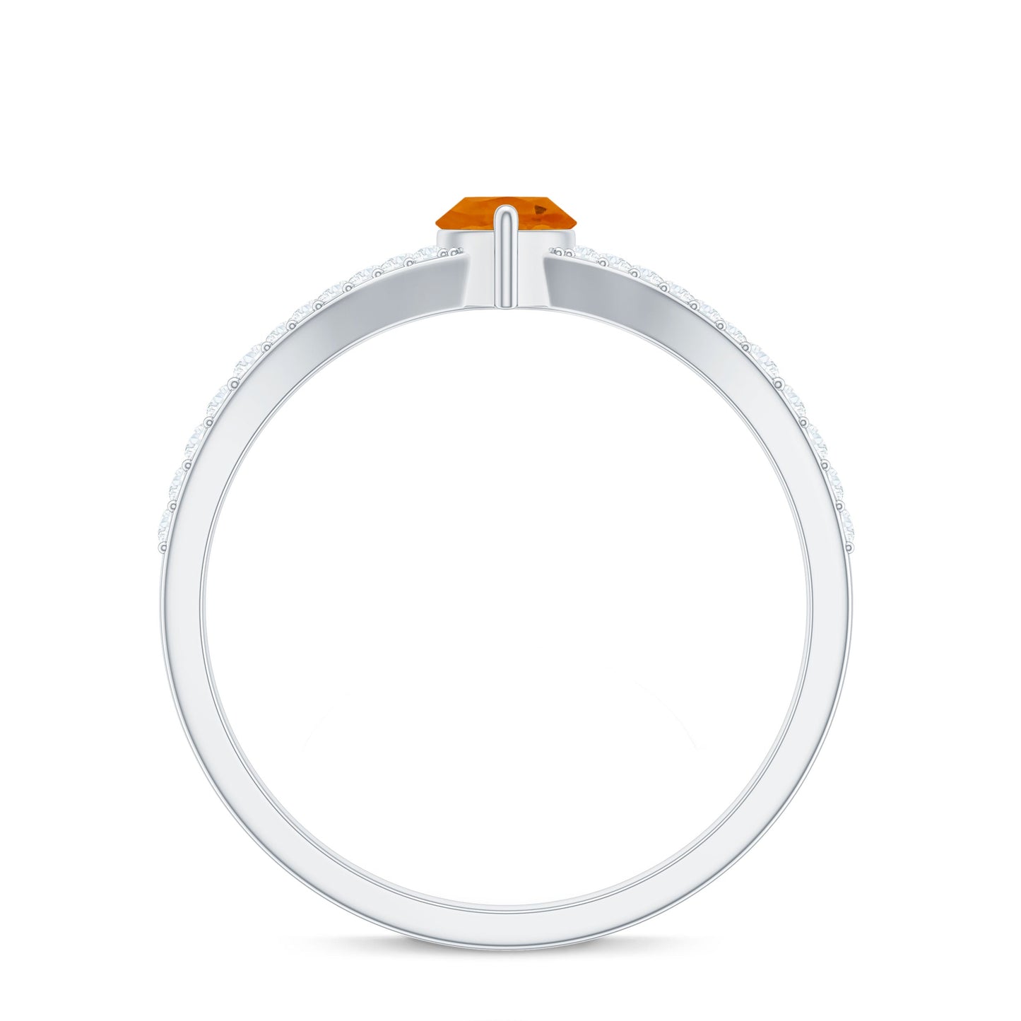 Marquise Fire Opal Split Shank Engagement Ring with Diamond