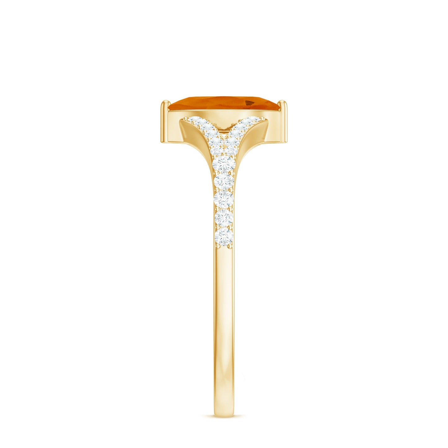 Marquise Fire Opal Split Shank Engagement Ring with Diamond