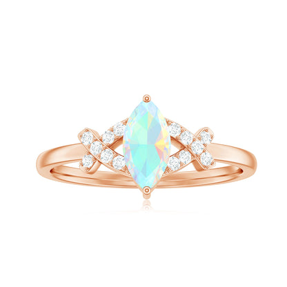 Natural Marquise Opal Diamond Engagement Ring with Certificate
