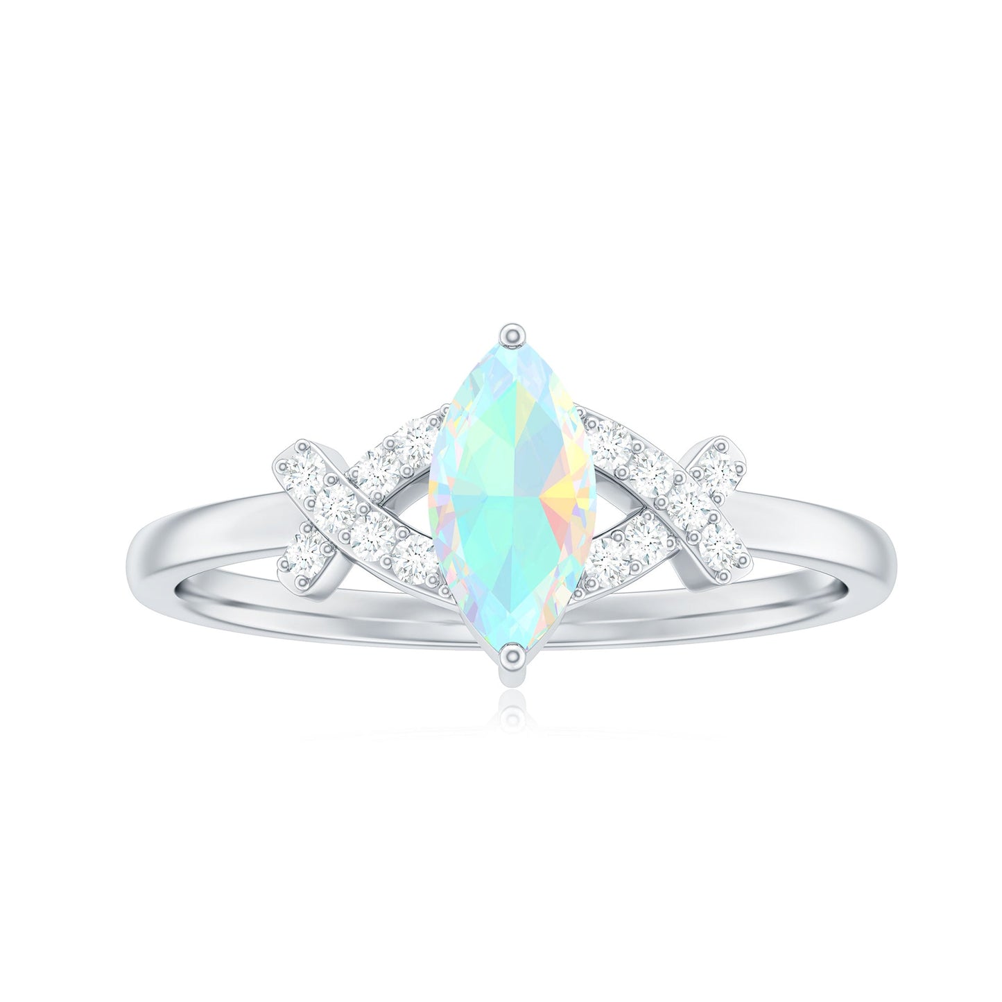 Natural Marquise Opal Diamond Engagement Ring with Certificate