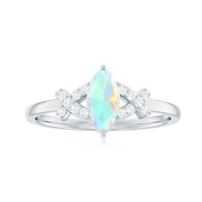 Natural Marquise Opal Diamond Engagement Ring with Certificate