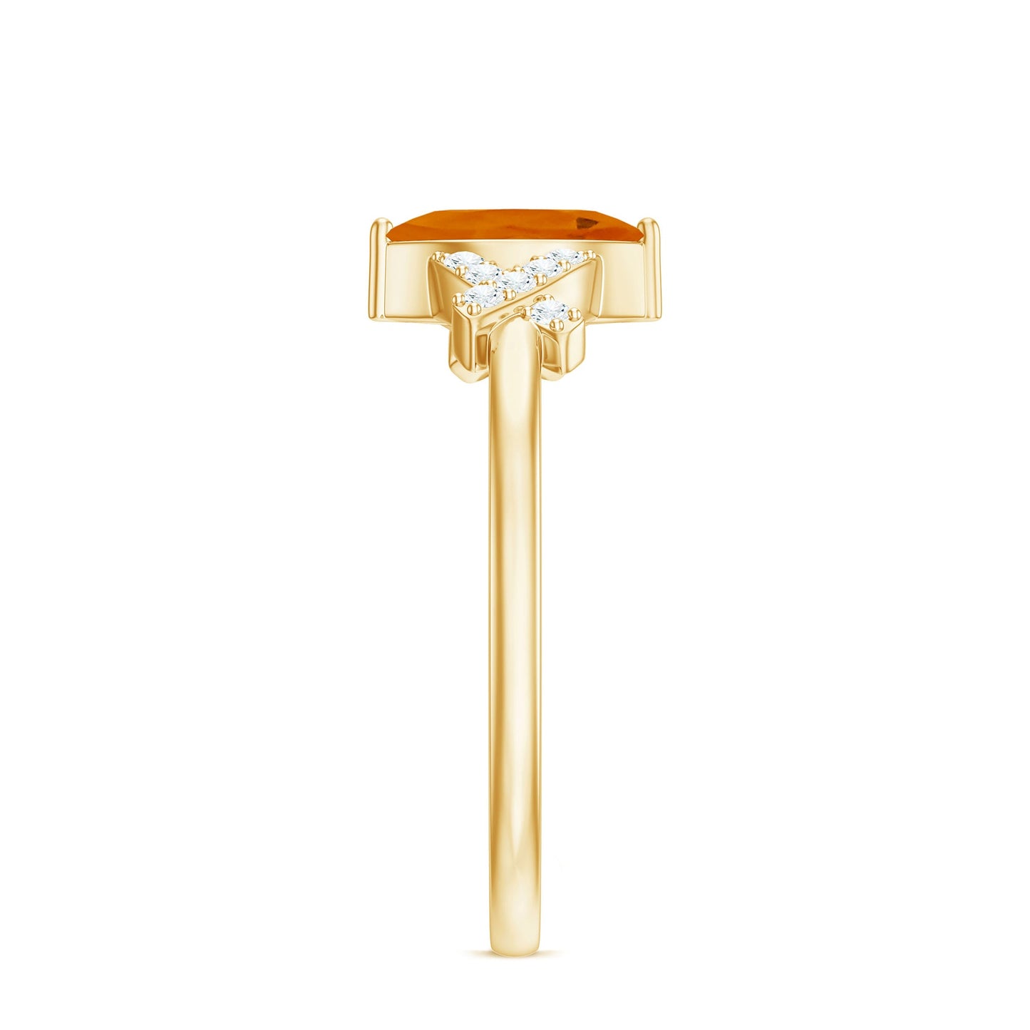 0.3 Carat Fire Opal Marquise Solitaire Ring with Diamond