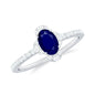 Natural 0.6 Carat Blue Sapphire Oval Engagement Ring with Diamond
