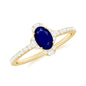 Natural 0.6 Carat Blue Sapphire Oval Engagement Ring with Diamond