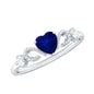 Natural 0.6 Carat Blue Sapphire Heart Promise Ring with Diamond